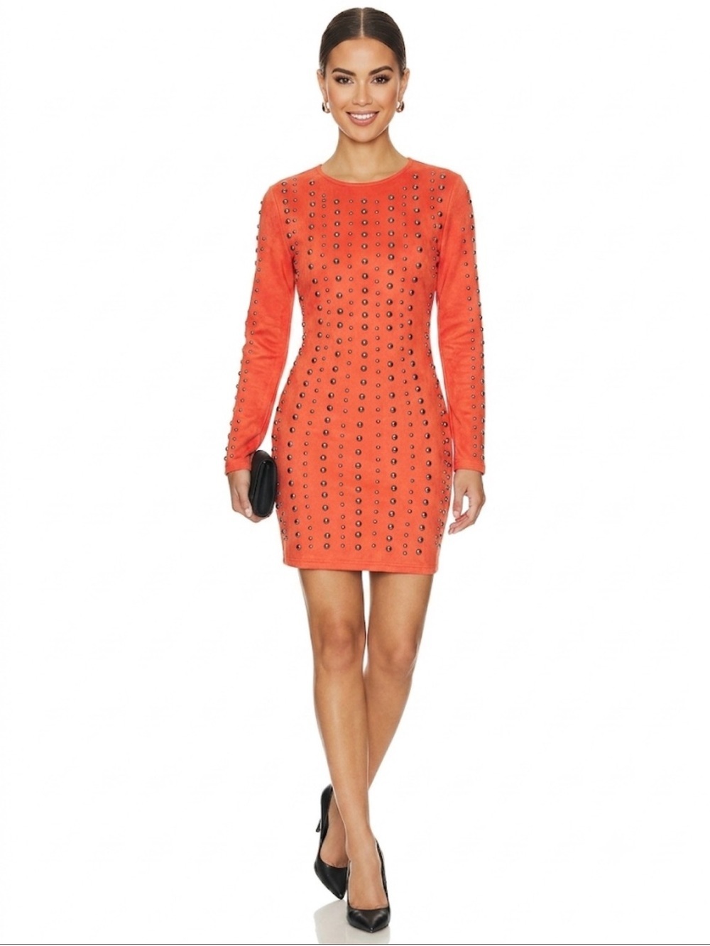 Club L London Studded Bodycon Mini Dress NWT Orange Size 8